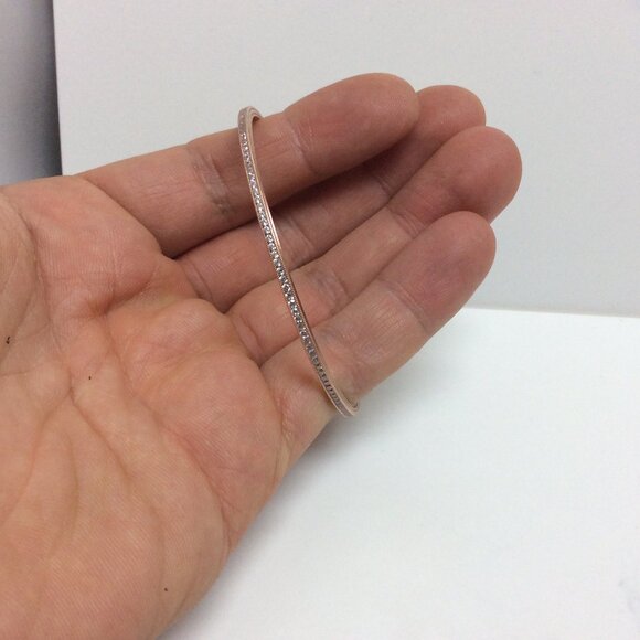 14K Rose Real Solid GOLD BANGLE CZ Zirconia Bangle Bracelet 9.50gr 71/2'' - Picture 6 of 8